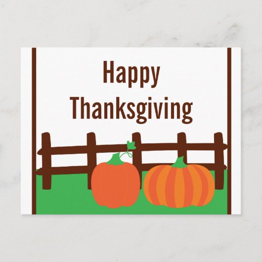 Fall Pumpkin Patch Erntedank Postcard Feiertagspostkarte (Vorderseite)