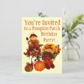 Fall Pumpkin Patch Geburtstagsfeierlichkeiten Einladung (Stehend Vorderseite)