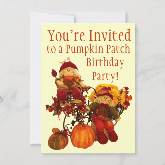Fall Pumpkin Patch Geburtstagsfeierlichkeiten Einladung (Vorderseite)