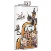 Fall Pumpkin Patch Truck mit Fledermausvogel Flachmann (Rechts)