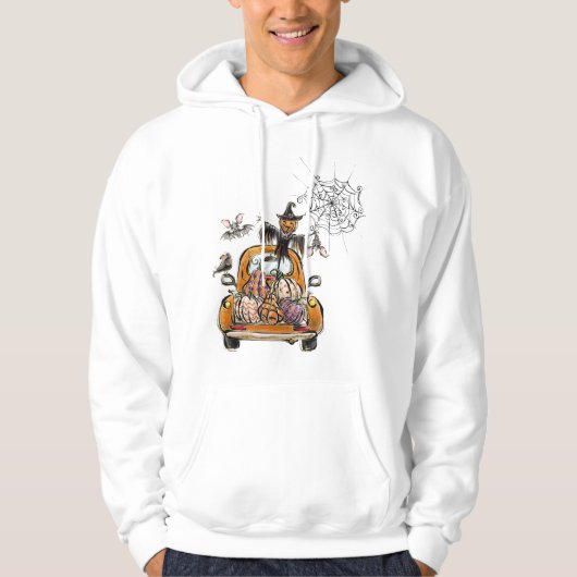 Fall Pumpkin Patch Truck mit Fledermausvogel Hoodie (Vorderseite)