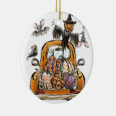 Fall Pumpkin Patch Truck mit Fledermausvogel Keramik Ornament (Rechts)