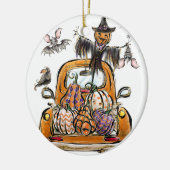 Fall Pumpkin Patch Truck mit Fledermausvogel Keramik Ornament (Links)