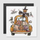 Fall Pumpkin Patch Truck mit Fledermausvogel Magnetkarte (Vorne/Hinten)