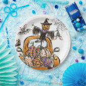 Fall Pumpkin Patch Truck mit Fledermausvogel Pappteller (Party)