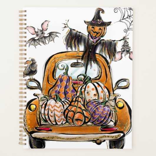 Fall Pumpkin Patch Truck mit Fledermausvogel Planer (Vorderseite)