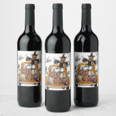 Fall Pumpkin Patch Truck mit Fledermausvogel Weinetikett (Flaschen)