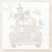 Fall Pumpkin Patch Truck with bats scarecrow bird Glasuntersetzer (Rückseite)