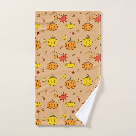 Fall Pumpkin Pattern Badhandtuch Set (Handtuch)