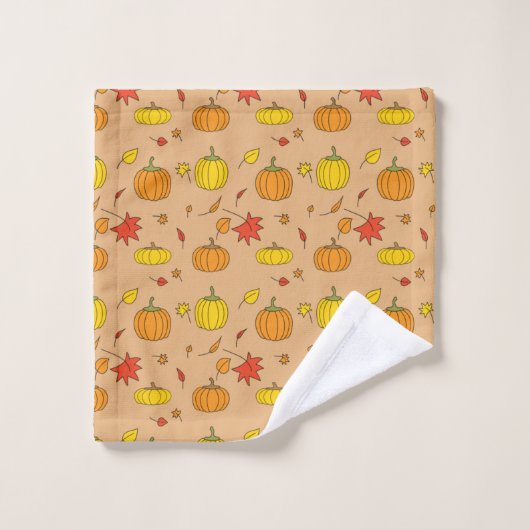 Fall Pumpkin Pattern Badhandtuch Set (Waschlappen)