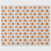 Fall Pumpkin Pattern Blau Geschenkpapier (Flach)