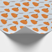 Fall Pumpkin Pattern Blau Geschenkpapier (Ecke)