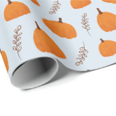 Fall Pumpkin Pattern Blau Geschenkpapier (Rolleneckpunkt)