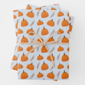 Fall Pumpkin Pattern Blau Geschenkpapier Set (Beispiel)