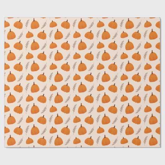 Fall Pumpkin Pattern Orange Geschenkpapier (Flach)