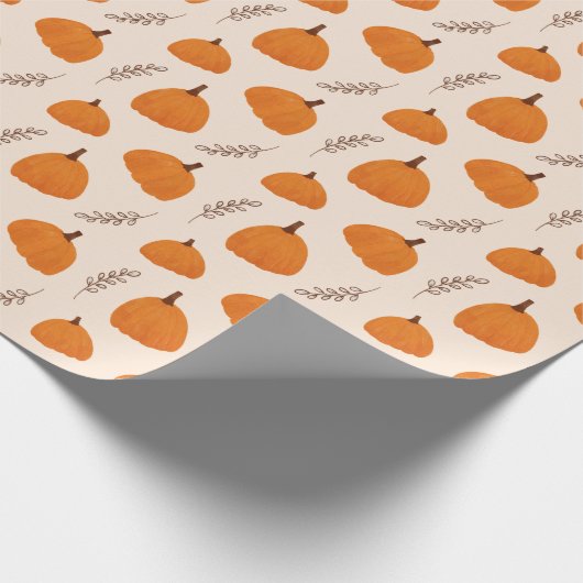Fall Pumpkin Pattern Orange Geschenkpapier (Ecke)