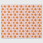 Fall Pumpkin Pattern Pink Geschenkpapier (Flach)