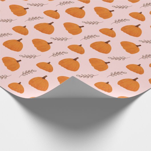 Fall Pumpkin Pattern Pink Geschenkpapier (Ecke)