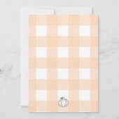 Fall Pumpkin Peach Gingham Baby Shower Einladung (Rückseite)