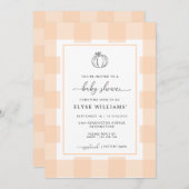 Fall Pumpkin Peach Gingham Baby Shower Einladung (Vorne/Hinten)
