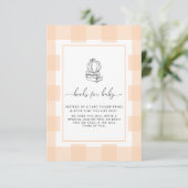 Fall Pumpkin Peach Gingham Books Request Card Einladung (Stehend Vorderseite)