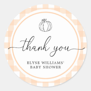 Fall Pumpkin Peach Gingham Dusche Gefallen Sticker