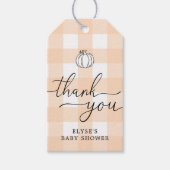 Fall Pumpkin Peach Gingham Vielen Dank für Ihre Un Geschenkanhänger (Vorderseite)