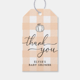 Fall Pumpkin Peach Gingham Vielen Dank für Ihre Un Geschenkanhänger