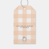 Fall Pumpkin Peach Gingham Vielen Dank für Ihre Un Geschenkanhänger (Rückseite)