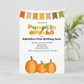 Fall Pumpkin Picking Erste Geburtstagsparty Einladung (Stehend Vorderseite)