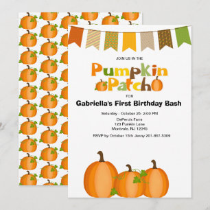 Fall Pumpkin Picking Erste Geburtstagsparty Einladung