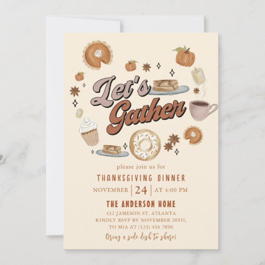 Fall Pumpkin Pie Erntedank Dinner Einladung (Vorderseite)