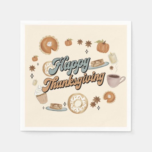 Fall Pumpkin Pie Erntedank Dinner Napkins Serviette (Vorderseite)