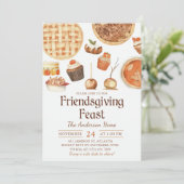 Fall Pumpkin Pie Friendsgiving Fest Abendessen Einladung (Stehend Vorderseite)