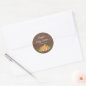 Fall Pumpkin Pink Blume Rustikale Babydusche Runder Aufkleber (Umschlag)