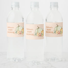 Fall Pumpkin Pink Floral Wasser Flasche Etikett