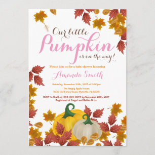 Fall Pumpkin Pink Girl Baby Dusche Einladung
