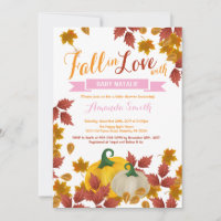 Fall Pumpkin Pink Girl Baby Dusche Einladung