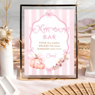 Fall Pumpkin Pink Girl Babydusche Mama osa Bar Poster