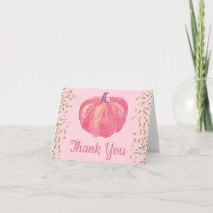 Fall Pumpkin Pink Gold Glitzer Danke Karte