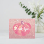 Fall Pumpkin Pink Rose Gold Glitzer Dankeskarte (Stehend Vorderseite)