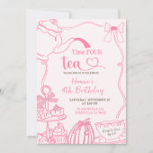 Fall Pumpkin PINK Scribble Hand Dragezeit VIER Einladung (Vorderseite)