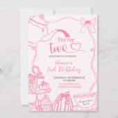 Fall Pumpkin PINK Scribble Hand Drawn Tee for Two Einladung (Vorderseite)