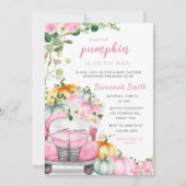 Fall Pumpkin Pink Truck Baby Dusche Einladung (Vorderseite)