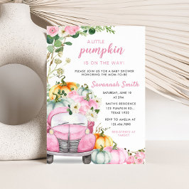 Fall Pumpkin Pink Truck Baby Dusche Einladung