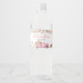Fall Pumpkin Pink Truck Baby Dusche Wasserflaschenetikett (Vorderseite)