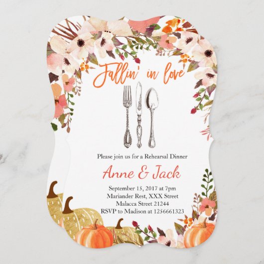 Fall Pumpkin Probe Dinner Einladung (Vorne/Hinten)