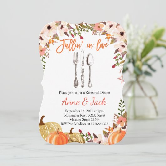 Fall Pumpkin Probe Dinner Einladung (Stehend Vorderseite)