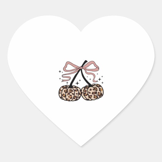 Fall Pumpkin, Pumpkin Cherries, Leopard Pumpkin, P Herz-Aufkleber (Vorderseite)