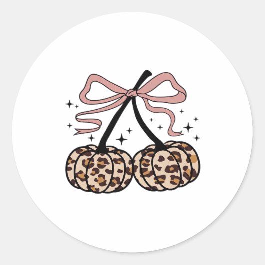 Fall Pumpkin, Pumpkin Cherries, Leopard Pumpkin, P Runder Aufkleber (Vorderseite)